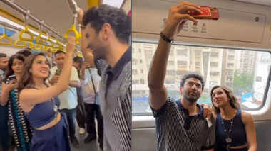 Aditya Roy Kapur and Sara Ali Khan spotted in Mumbai Metro