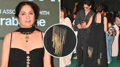 Fashion queen Neena Gupta: A deep neckline and golden embroidery sparkle—Neena Gupta sets the fashion scene on fire