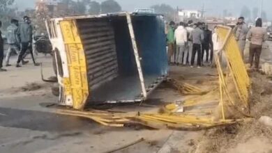 Bijnor road accident: Container crushes bike riders, hits pickup; 3 dead