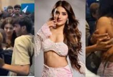 Nidhi Agarwal Viral Video: Prabhas's heroine Nidhi Agarwal gets stuck in the crowd, breathtaking video goes viral