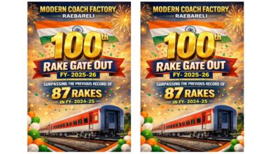 Modern Coach Factory Raebareli, CF 100 rake production, रेलवे कोच उत्पादन 2025-26, Indian Railways coach factory news, रायबरेली रेल कारखाना खबर, coach production record India, Vivek Khare MCF GM