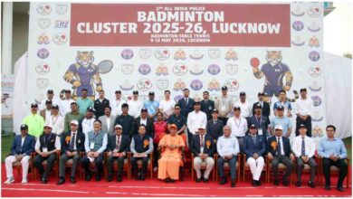CM Yogi news, Akhil Bharatiya Police Badminton Cluster 2025-26, Lucknow sports news, UP sports policy, Yogi Adityanath speech, police badminton tournament, Uttar Pradesh sports development, sports reservation UP, Baboo Banarasi Das Academy, UP sports ecosystem